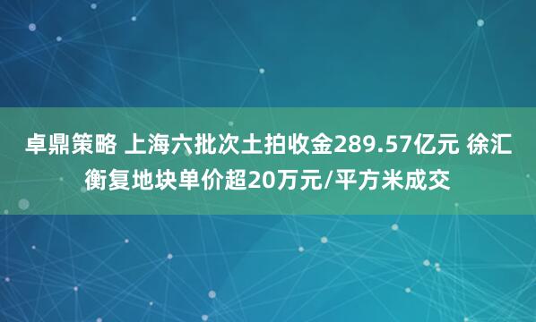 卓鼎策略 上海六批次土拍收金289.57亿元 徐汇衡复地块单价超20万元/平方米成交