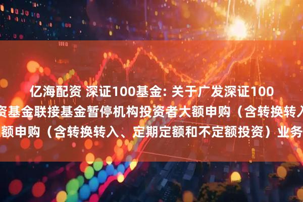亿海配资 深证100基金: 关于广发深证100交易型开放式指数证券投资基金联接基金暂停机构投资者大额申购(含转换转入、定期定额和不定额投资)业务的公告